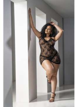 Nuisette avec String Assorti Noir 7494XBLK Volume 2